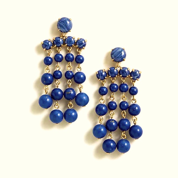 J.Crew Blue Candy Dot Chandelier Earrings NWT